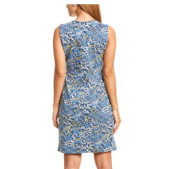 J. McLaughlin Talavera Devon patterned sheath dress blue yellow tan size XS - Picture 3 of 9